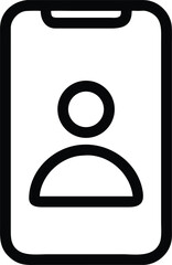 Poster - Black outline icon of a user profile on a smartphone