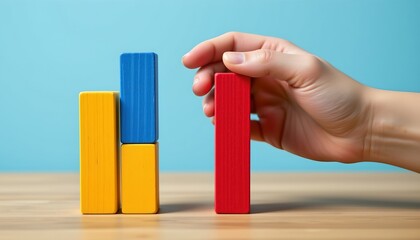 Poster - Colorful Block Structure with Reaching Hand