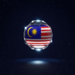 Poster - Malaysia Flag in a Crystal Sphere: A Stunning 3D Render of Malaysian Patriotism