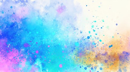 Poster - Abstract watercolor painting with vibrant colors and splatters.