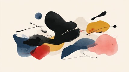 Poster - Abstract painting with vibrant colors and organic shapes.