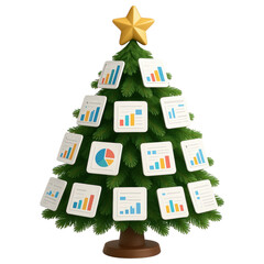Poster - Creative Christmas Tree with Business Charts and Graphs, Symbolizing Growth and Innovation in the Holiday Season