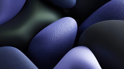 Poster - Abstract shapes of varying shades of purple and dark blue.