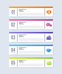 Poster - Modern vertical infographic template. Five steps of business and marketing infographic processes template with icons