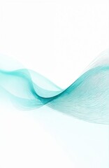Poster - Abstract wavy lines create flowing motion with tech style decoration. Blue, green hues form intricate wave patterns, suggesting water air currents. Ideal for digital backgrounds, banners, design