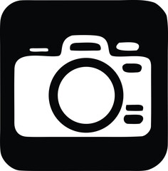 Aufkleber - Simple black and white icon of a modern digital camera with a prominent lens