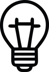 Poster - Simple black and white hand drawn sketch of a classic incandescent light bulb with a filament visible inside