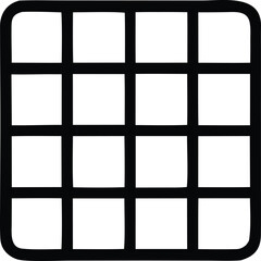 Poster - A simple black and white graphic representing a grid with sixteen equal square cells arranged in a four by four formation