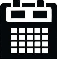 Poster - A simple black and white icon representing a calendar with days and a header for months or events