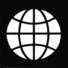 Poster - A stylized white globe icon with a black background representing global connectivity and the internet