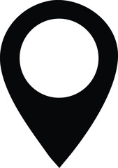 Poster - A simple black and white icon of a location pin or map marker symbolizing navigation and pointing to a specific place