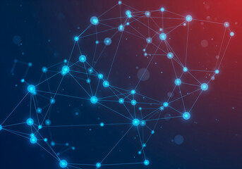 Abstract blue line with particle technology design background. 