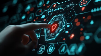 Futuristic interface with touch interaction.