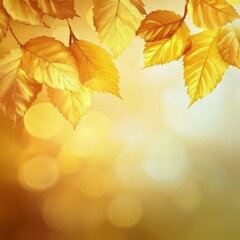 Poster - Autumnal Serenity in a Forest Golden Leaves Dancing in the Gentle Breeze Under Soft Sunlight