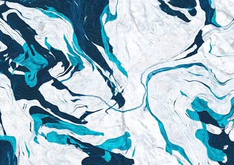 Poster - Abstract flowing blue and white waves