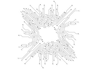 Poster - Computer motherboard vector background with circuit board electronic elements