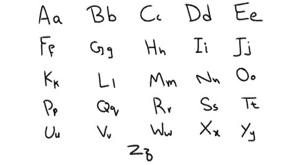 Poster - Handcrafted alphabet with upper and lowercase letters displayed, providing a learning resource suitable for education and design purposes on transparent background