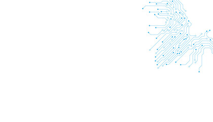 Poster - Technology blue circuit diagram on white background. High-tech circuit board connection system.Vector abstract technology on white background.