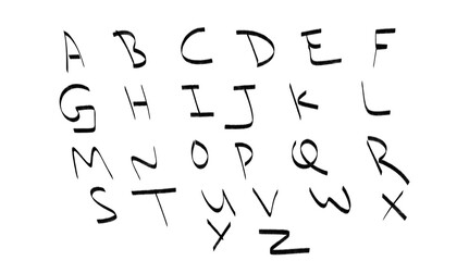 Poster - Handwritten alphabet displayed in a free-flowing style, creating a distinctive design element for creative projects on transparent background.