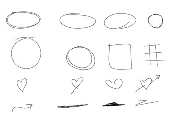 Poster - Hand-drawn sketch elements and symbols, ideal for creative projects and presentations, isolated on transparent background.