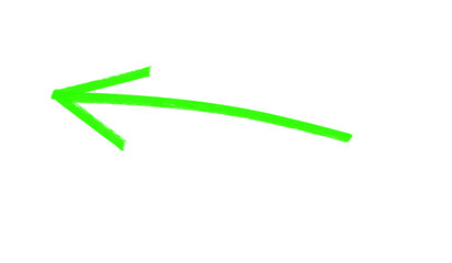 Poster - Vibrant green pointing arrow, suggesting direction, navigation, or guidance, painted by hand on transparent background