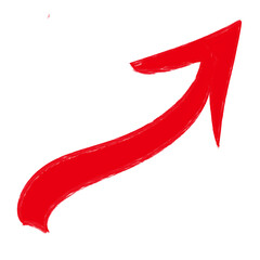 Poster - Artistic red upward trending arrow pointing to right with brushstroke texture on transparent background