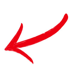 Poster - Expressive hand-drawn red arrow pointing left, indicating direction or navigation, created digitally on transparent background.
