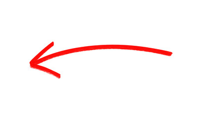 Poster - Hand drawn vibrant red arrow pointing left, brushed style with texture, available on transparent background