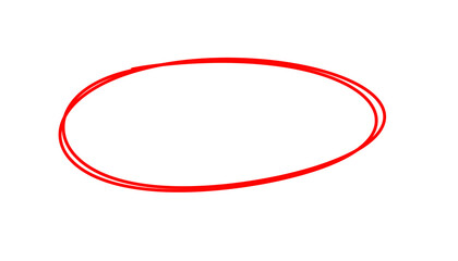 Poster - Double red oval outline marker for highlighting content emphasis, a simple design element on transparent background