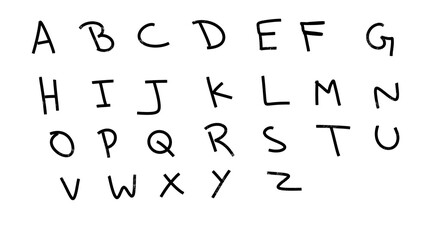 Poster - Playful hand-drawn alphabet with casual charm featuring uppercase letters displayed alphabetically on a transparent background