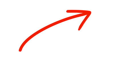 Poster - Dynamic upward sweeping red arrow pointing right, suggesting progress and movement forward, on transparent background.