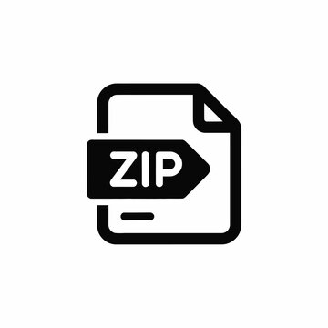 Black and White ZIP File Icon with Arrow and Paper