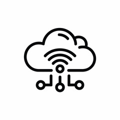 Poster - Cloud Computing and Networking Technology Line Icon with Wifi Symbol