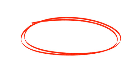 Poster - Red circle drawing highlighting essential details or focus areas element on transparent background