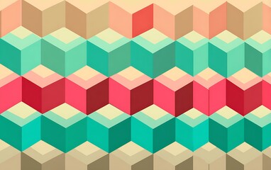 Poster - Abstract colorful geometric isometric cube structure