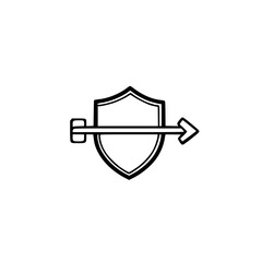 Poster - Shield with Right Arrow Icon Vector Representing Security Forward Movement and Advancement