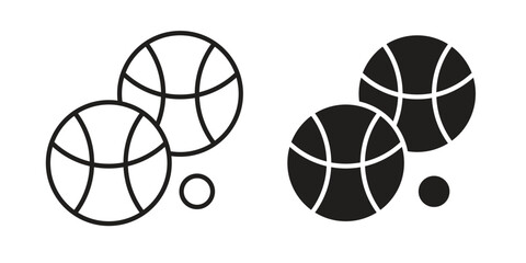 Wall Mural - petanque icon set, line and black glyph style for food app website.