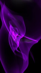 Poster - Flowing abstract purple smoke swirls over a black background, forming ethereal, ribbon-like shapes