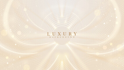 Wall Mural - abstract golden glowing background with decorative effects, neon lights and bokeh. backdrop design c