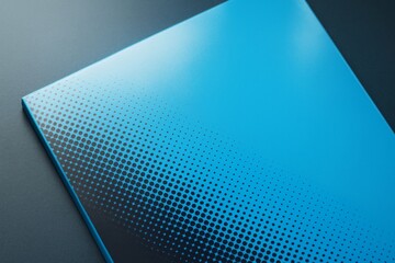 Poster - Blue halftone pattern on diagonal sheet with dark fading dots, creating a modern abstract background concept in minimal light setting. Ai generative