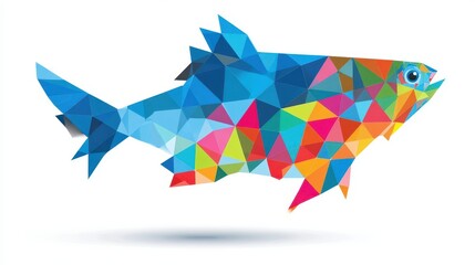 Poster - Colorful polygonal fish design.