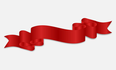 Wall Mural - Red ribbon template on white background.
