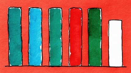 Poster - Colorful bar graph illustration on a coral background.