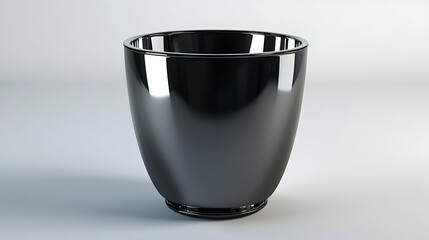 Wall Mural - Glossy black bowl, rounded shape, smooth surface, simple design