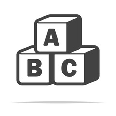 Wall Mural - alphabet blocks toy outline icon transparent vector isolated