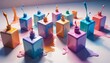 © Jazzy - Beautiful abstraction of liquid paints in slow blending flow mixing together gently