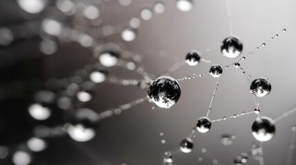 Poster - Water droplets clinging to a spiderweb.