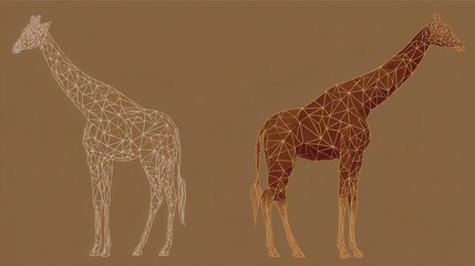Poster - Geometric giraffe silhouette design on a muted background.