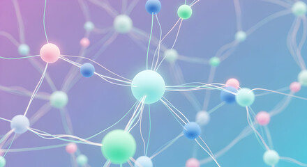 Poster - Abstract Network of Connecting Spheres and Lines Illustrating Complex Relationships and Data Flow