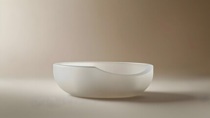 Wall Mural - Empty, frosted, shallow bowl, minimalist design, soft light, subtle curves